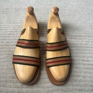 Vintage Gucci Web Stripe Leather Sandals – Never Worn – Made in Italy